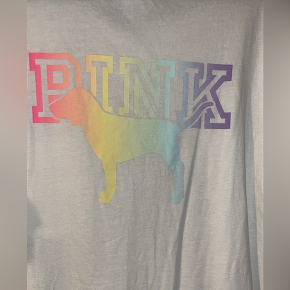 PINK rainbow tee oversized small NWOT - Picture 5 of 5